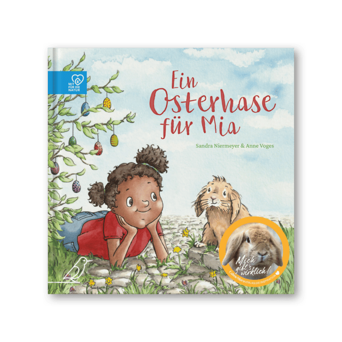 Buch-Cover: Mädchen schaut einen Hasen an, "Ein Osterhase für Mia"