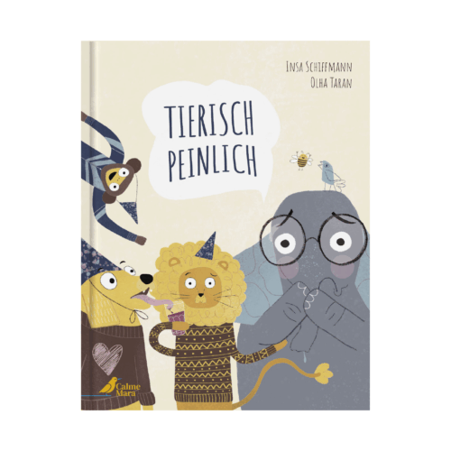 Cover des Buchs "Tierisch peinlich", auf dem verschoedene Tiere vor einem hellen Hintergrund abgebildet sind.