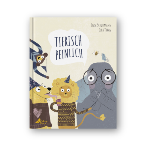 Cover des Buchs "Tierisch peinlich", auf dem verschoedene Tiere vor einem hellen Hintergrund abgebildet sind.