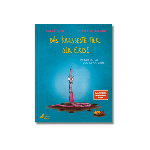 Cover des Buchs "Das krasseste Tier der Erde", auf dem ein Regenwurm abgebildet ist